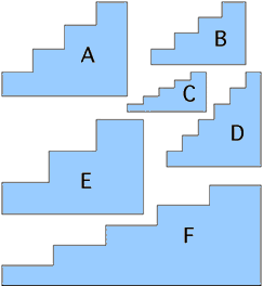 Image showing 6 different sets of stairs with different sized steps.
