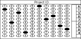 A scantron sheet showing how to fill in your student ID.